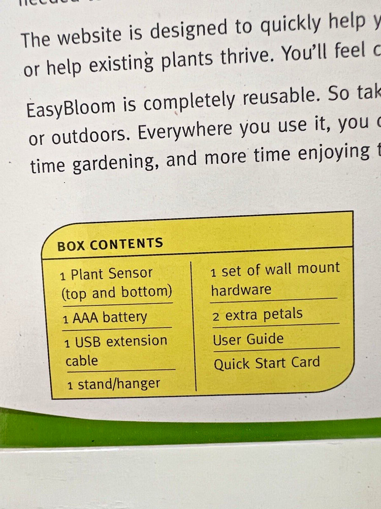 NEW Easy Bloom Plant Sensor Measures pH, Sunlight, Temperature PC or Mac EASY Us