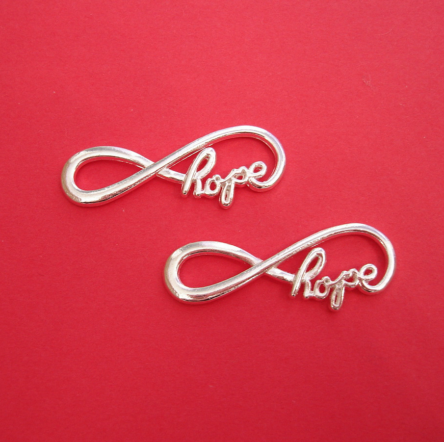 10pcs-Hope Infinity Link Connector Bright Silver For Bracelet.
