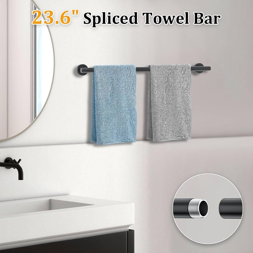 Matte Black Bathroom Hardware Set 5-Piece Towel Bar