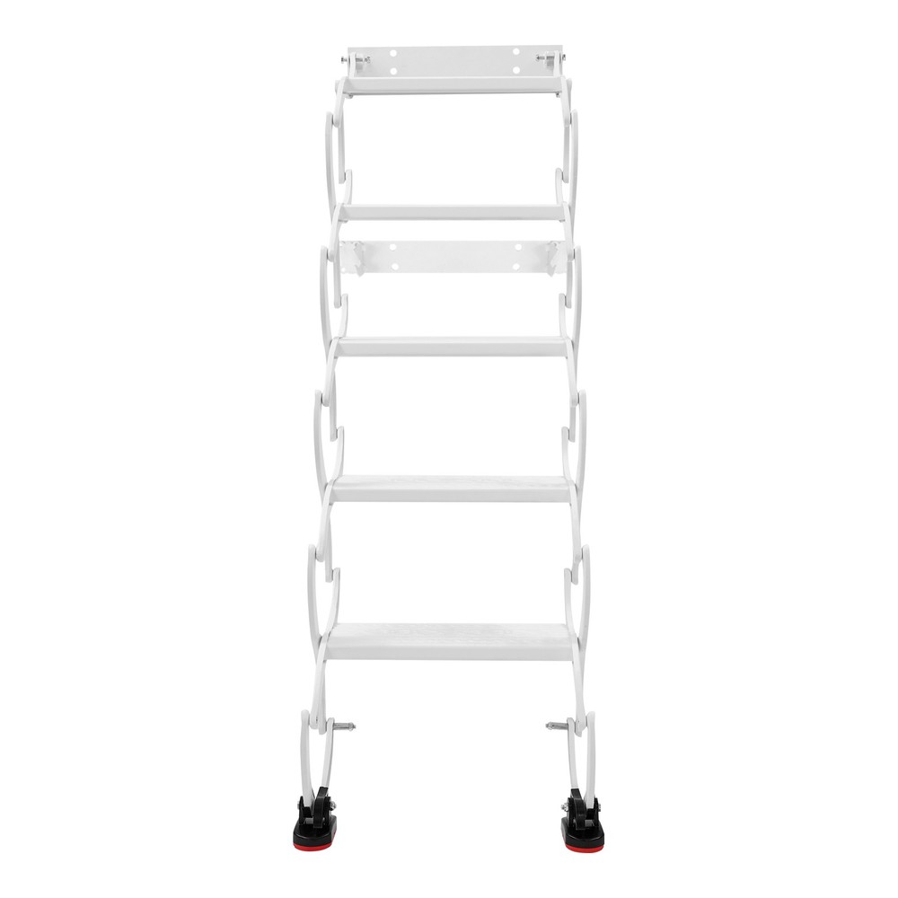 5-Step Wall Mounted Folding Ladder, White Retractable Telescoping Step Stairs