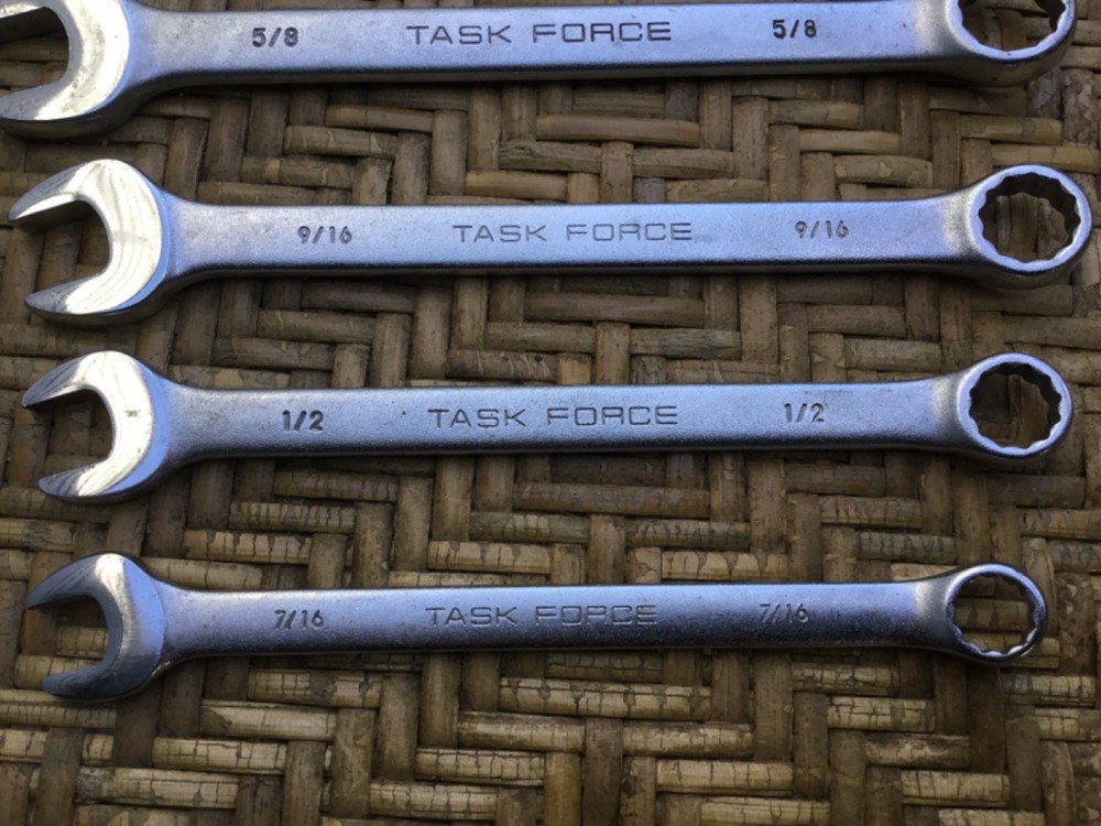 TASK FORCE 12pt Combination Wrenches - 7/16" - 11/16" 5pc Chrome Vanadium Taiwan