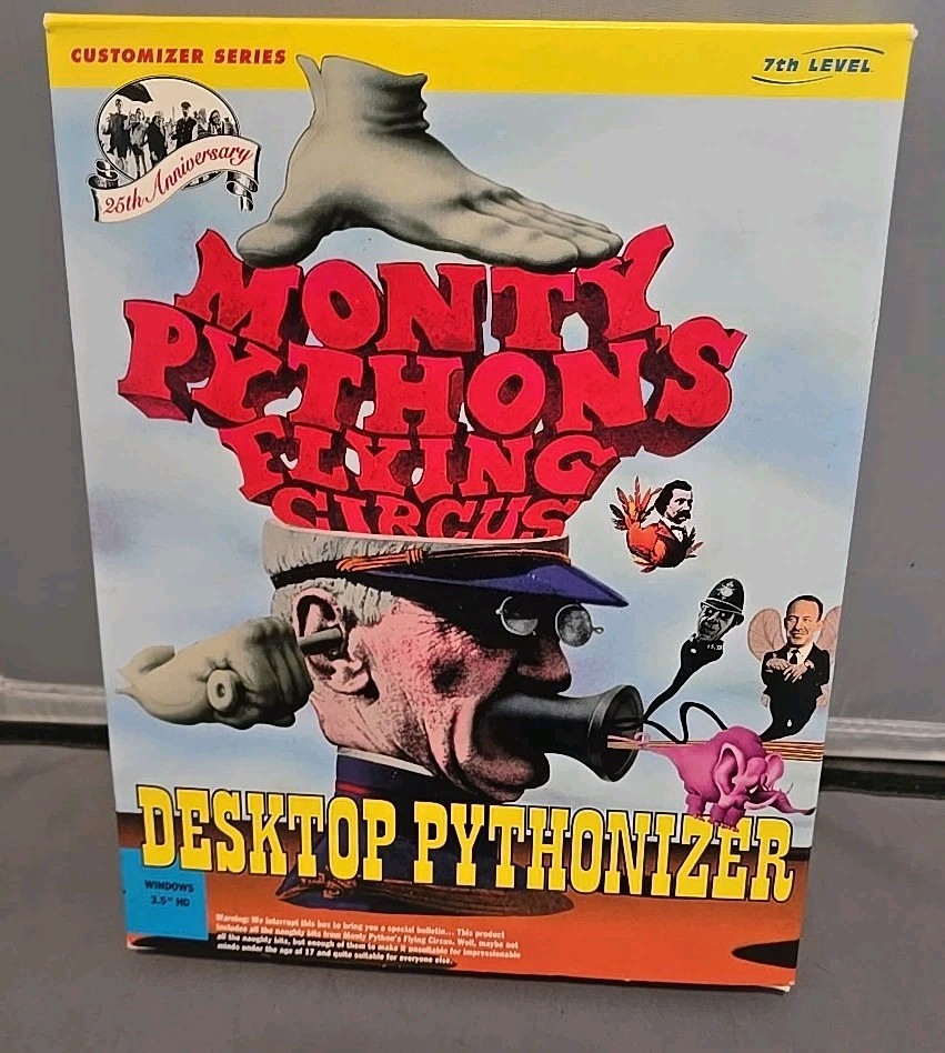 Monty Pythons Flying Circus Desktop Pythonizer PC 3.5'' discs 1994 Software box