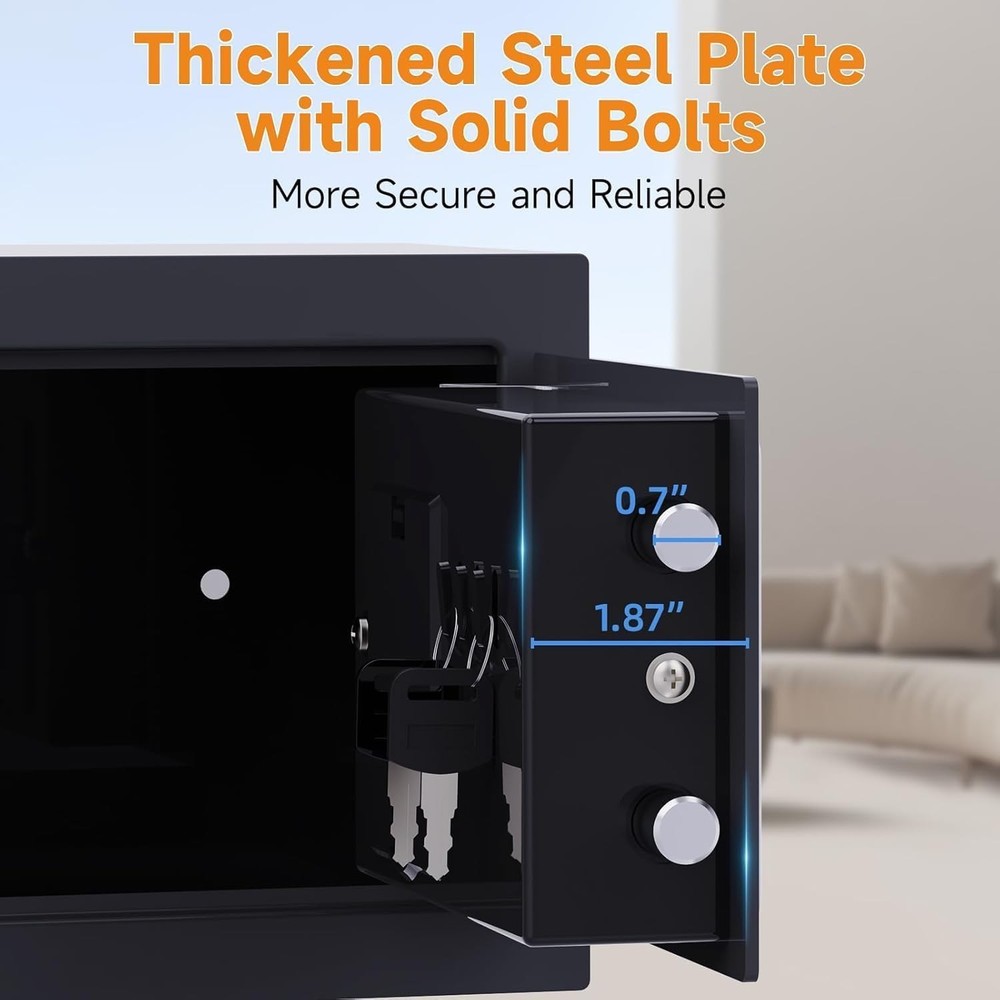 Small Safe Box for Money with Code and Keys，Solid Mini Safe for Kids with Dig...