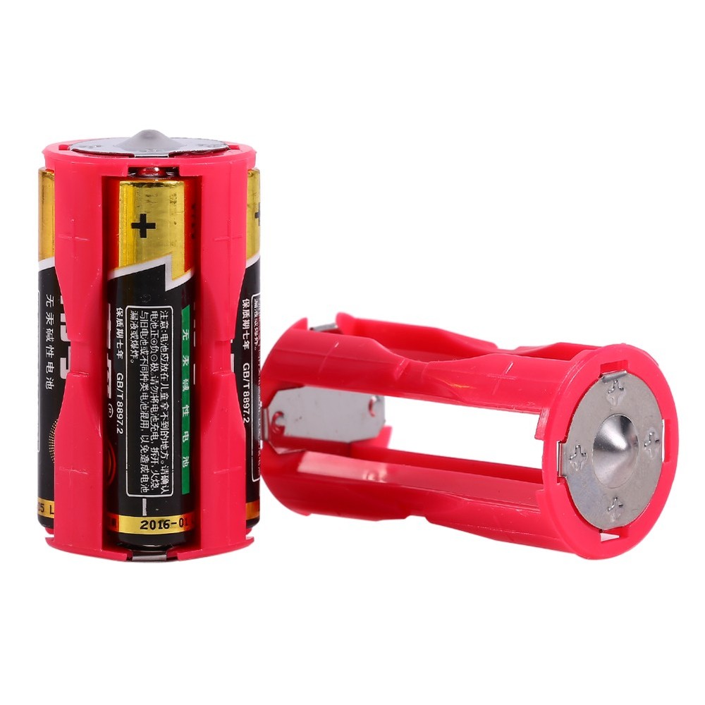 ♡ Red Portable 4pcs 4AAA To C Size Parallel Battery Convertor Adapter Holder
