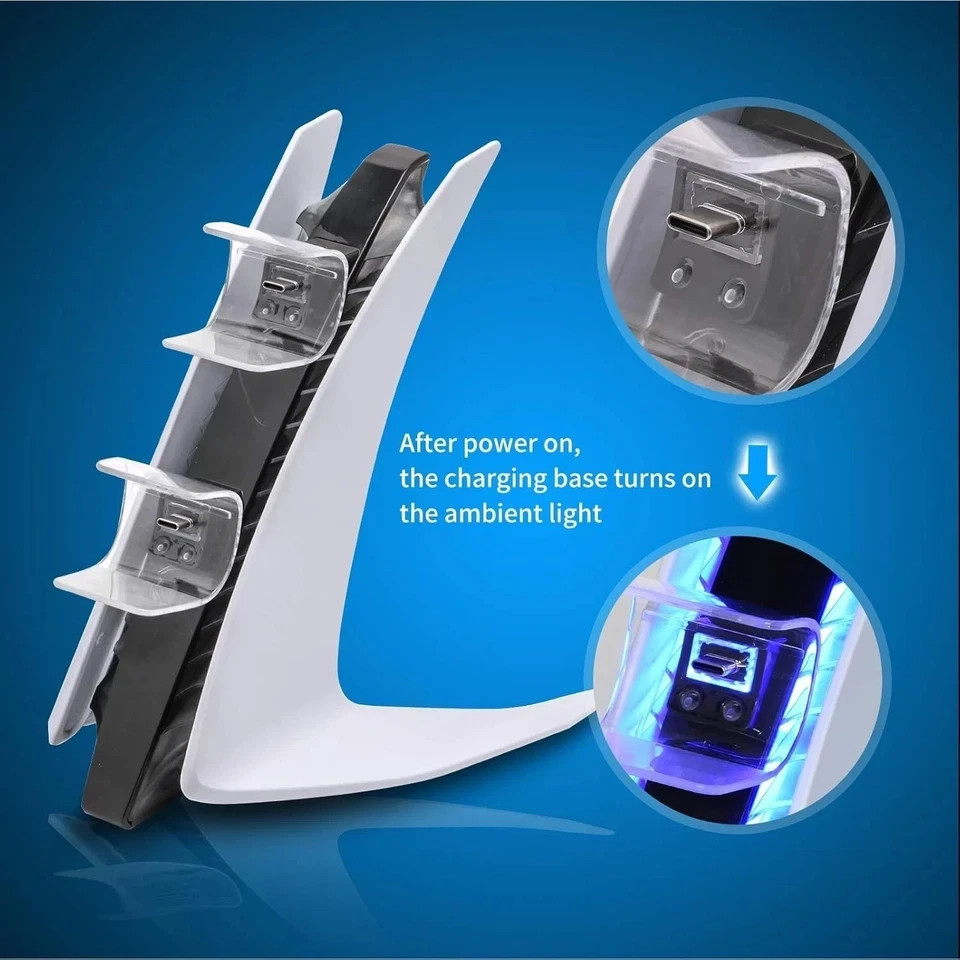 PS5 Controller Charger, PlayStation 5 Controller Charging Station with LED Light