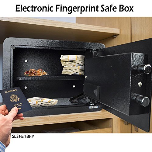 SereneLife Fingerprint Electronic Safe Box Security Box, Includes Keys