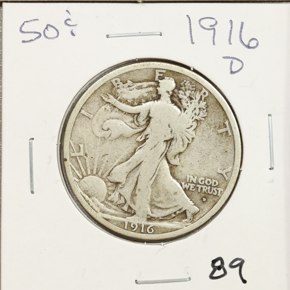 1916 D Walking Liberty Half Dollar 50c