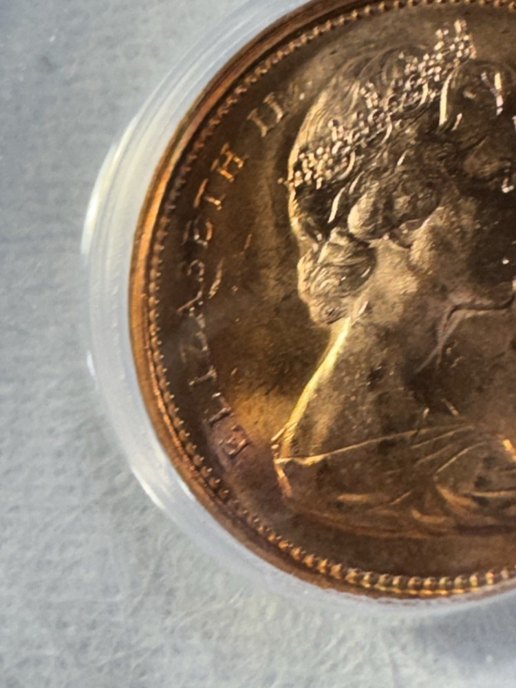 1965 Canada 1 Cent Type 4 Large Beads Pointed 5 Graded MS 64 RD by ANACS