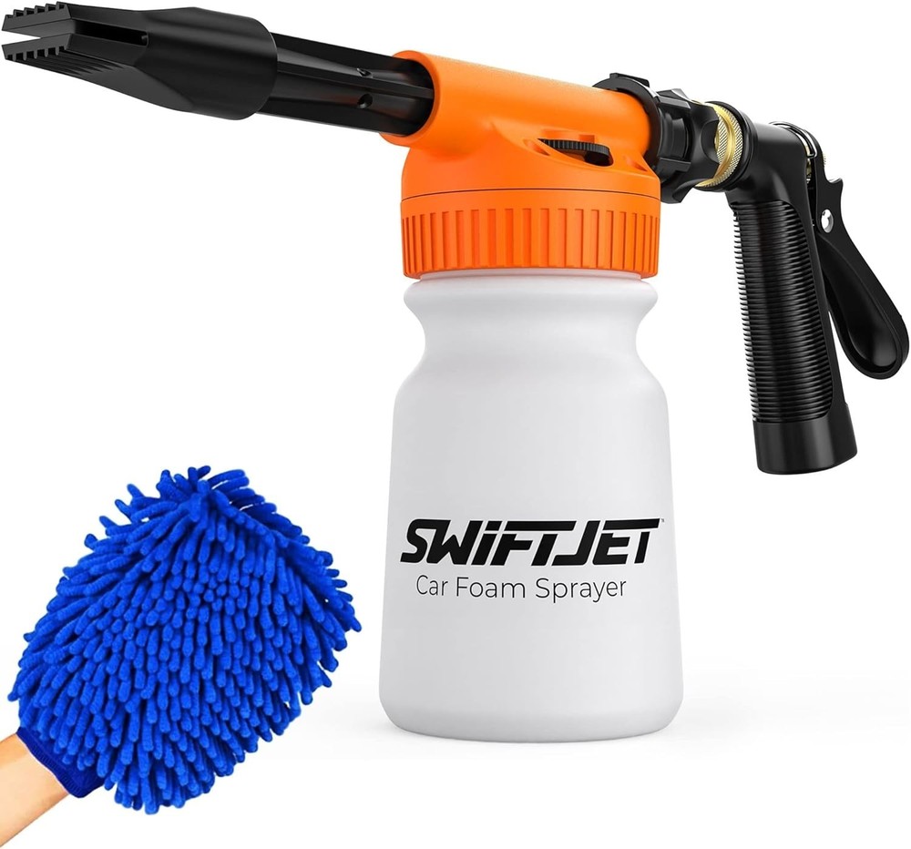 Orange Foam Cannon with Microfiber Mitt