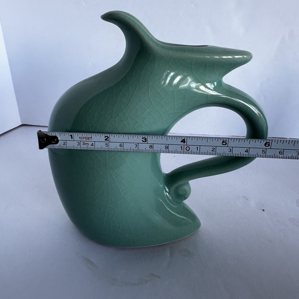 MICHAEL LAMBERT STUDIO Dancing & Struttin Creamer & Sugar Set Signed Aqua Green