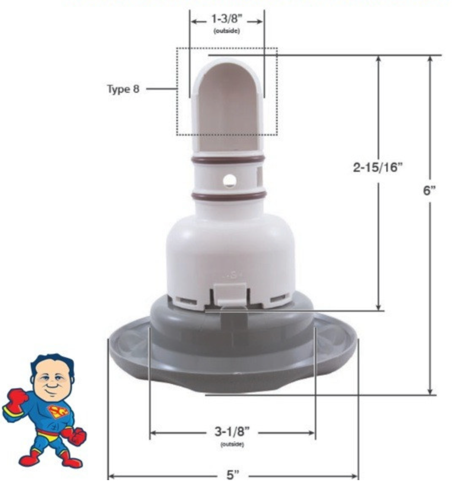 Jet Back, Diffuser , Waterway Whirlpool, 5", Adjustable, Volcano