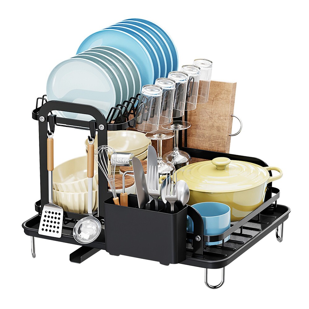 Dish Drying Rack -2 Tier Large Capacity Dish Rack-Dish Racks for Kitchen Counter
