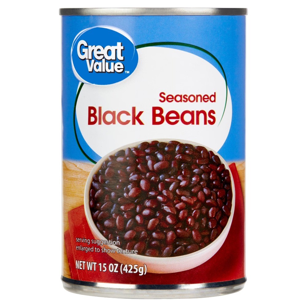 (12 pack) Great Value Seasoned Black Beans, 15 oz Can