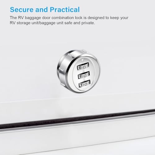 RV Baggage Compartment Door Combination Lock Silver for 1'' Thick Door,