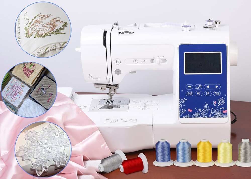 Embroidery Machine Thread Kit 800Y 21 Spools Black White Silver Grey