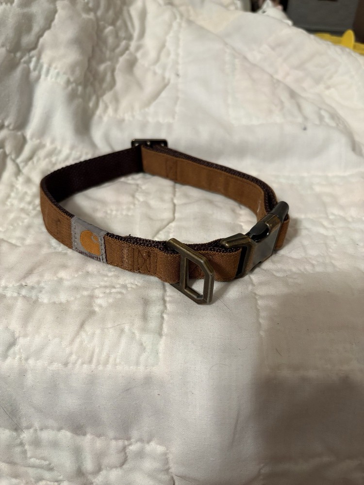 Brown carhartt dog collar medium Nylon Reflective Stitching