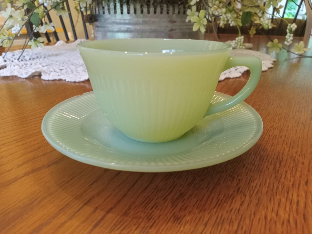 Jadeite Jane Ray Cup And Saucer