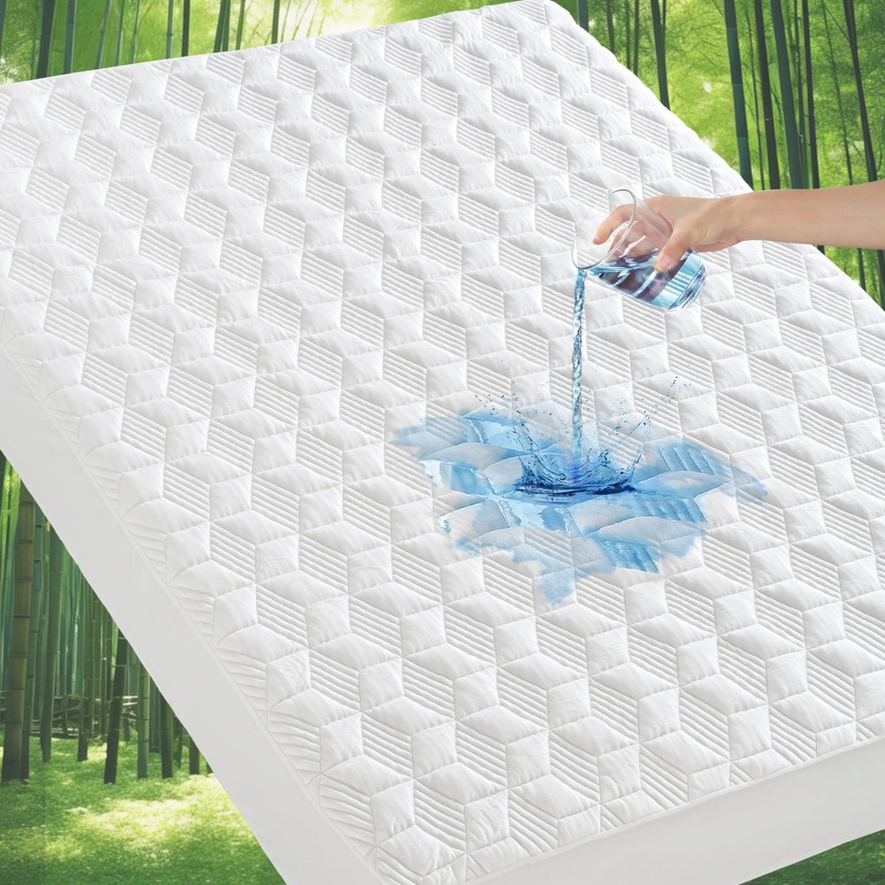 Waterproof Mattress Protector King, Rayon Bamboo Mattress Protector Cooling B...