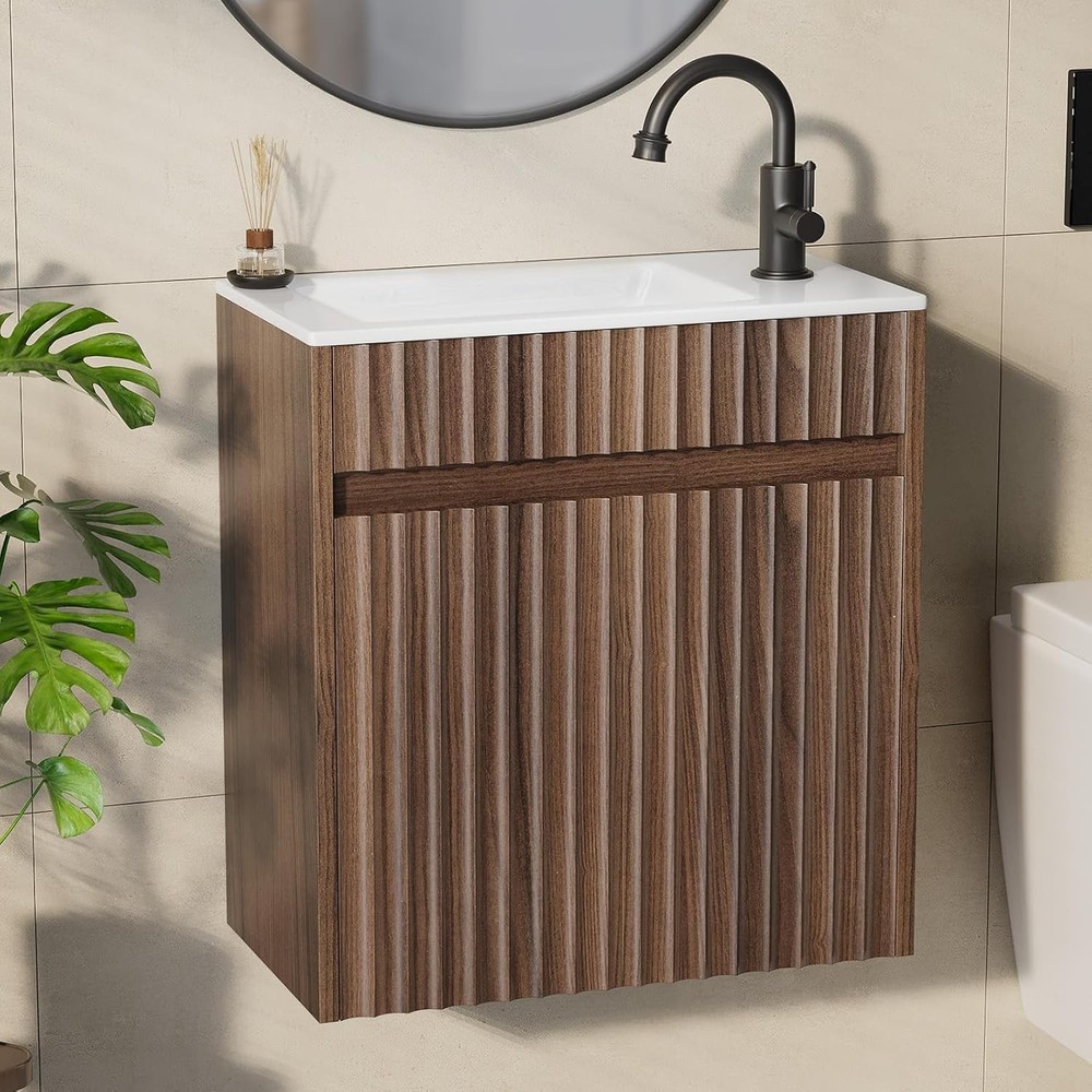 18" Bathroom Vanity Top with Sink | Pre-Drilled Hole, Modern Rectangular Design
