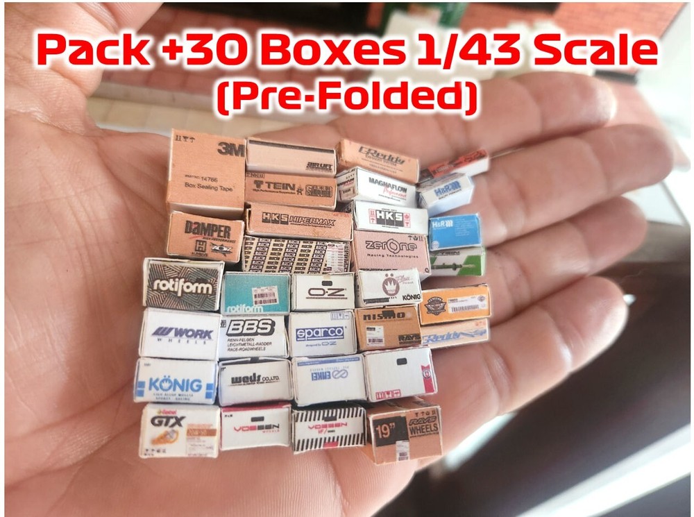 Pack +30 Boxes (Pre-Folded) 1/43 Scale Diorama Garage Accessory