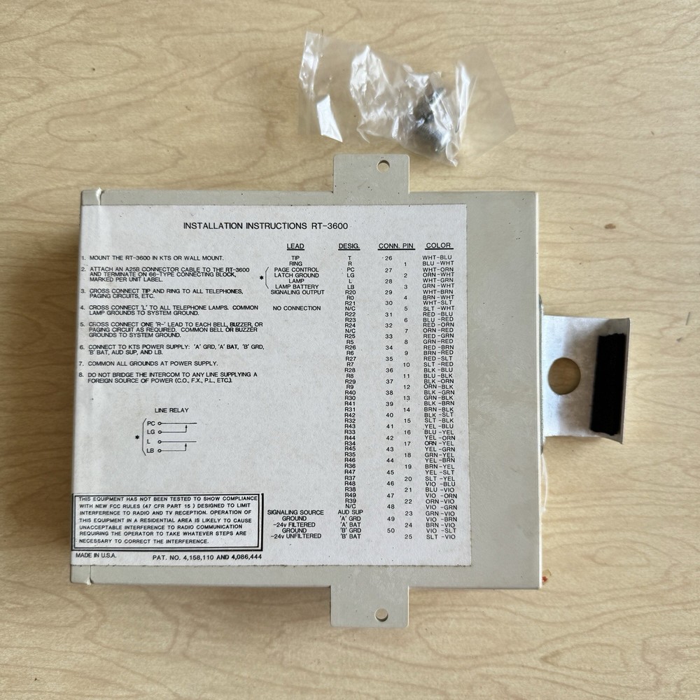 TELCO TONE COMMANDER RT-3600 Rotary Dial Intercom System With Manual