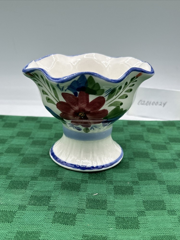 Vintage Ceramic Hand Painted Planter with Floral Design