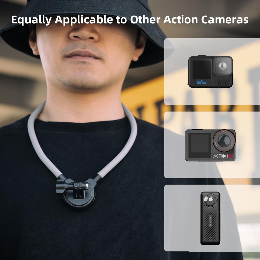 SUREWO Pocket 3 Magnetic Neck Mount,Extended Version Quick Release Black
