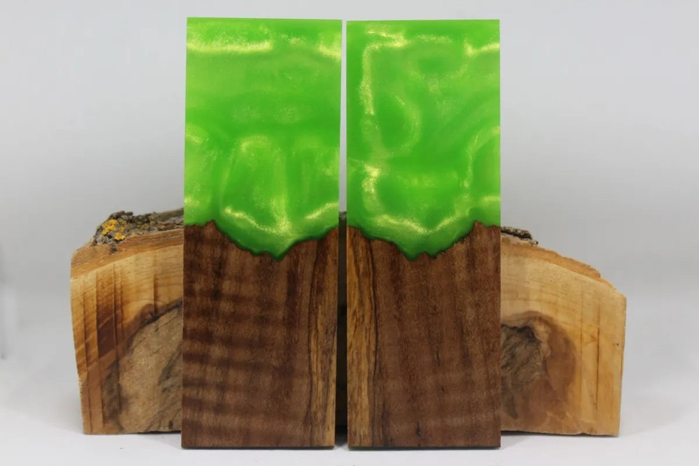 HYBRID STABILIZED MAPLE LIME GREEN CUSTOM COMPOSITE KNIFE HANDLE MATERIAL (7529)
