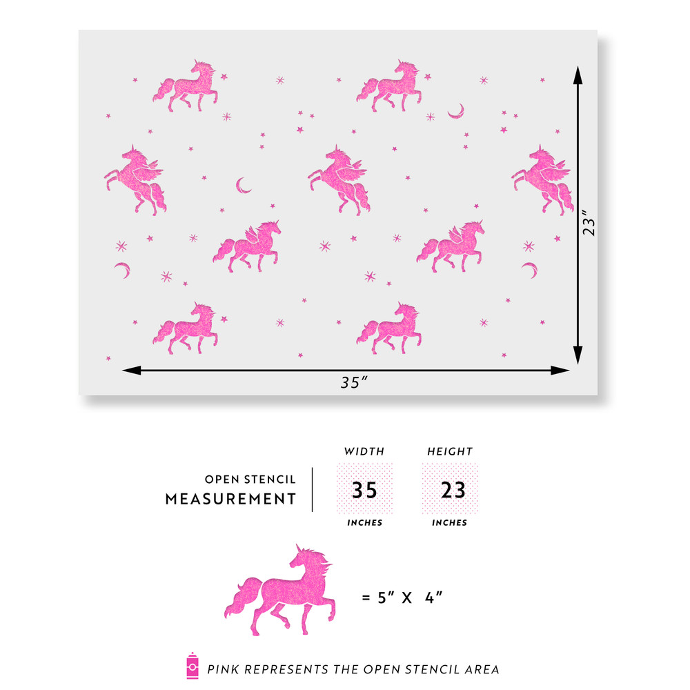 Magical Unicorn Pattern Wall Stencil - Durable & Reusable Mylar Stencils