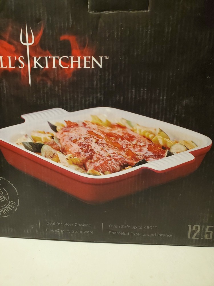 Hell's Kitchen 12.5 x 10 Red Square Baker New Open Box
