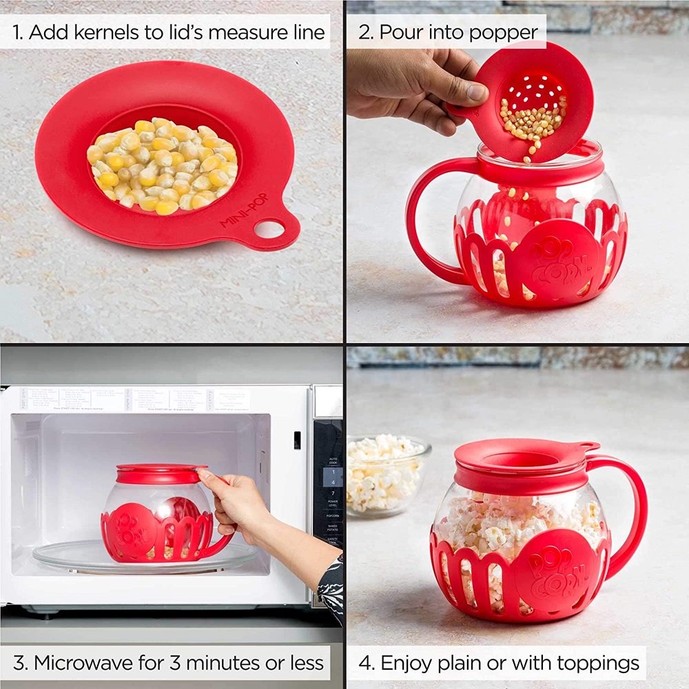 Ecolution Original Microwave Micro-Pop Popcorn Popper, Borosilicate Glass 1.5