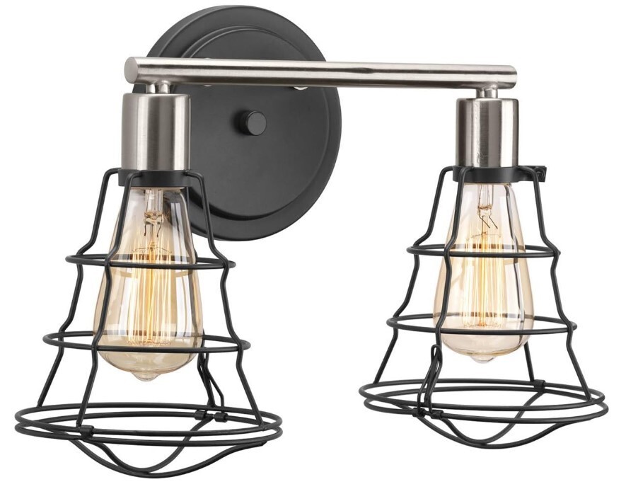 2-Light Farmhouse Bath Vanity Light Wall Light Fixture Metal Sconces Graphite