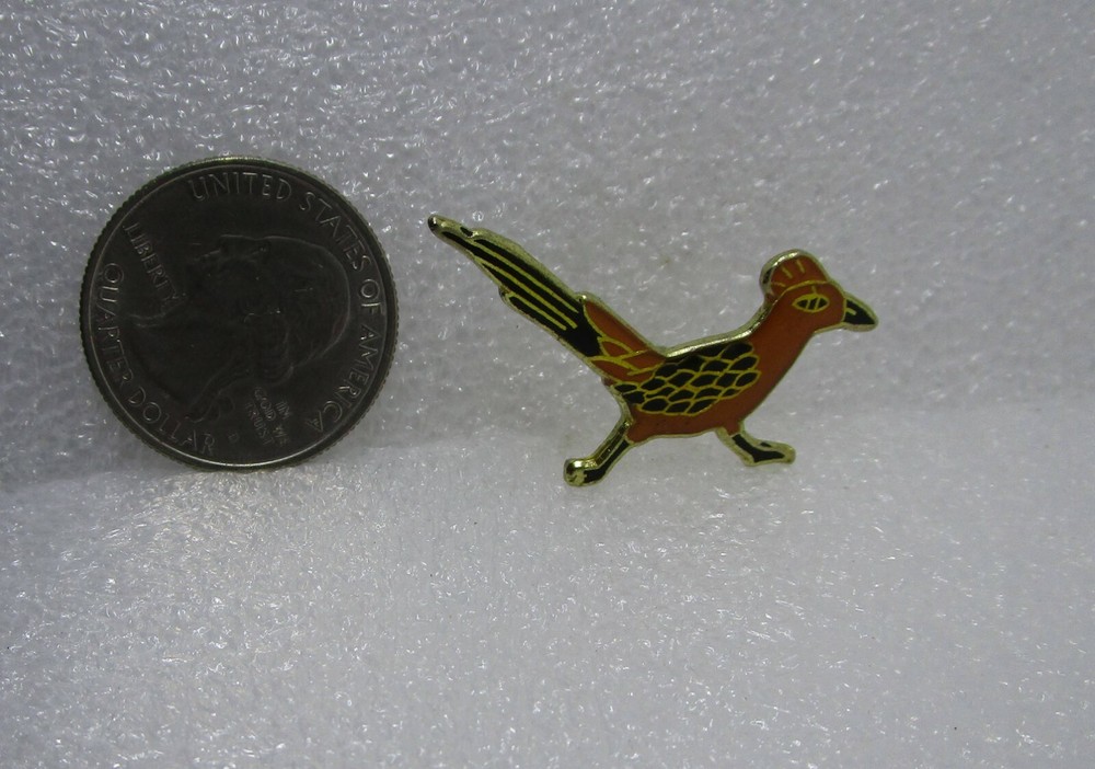 Orange Roadrunner Bird Pin