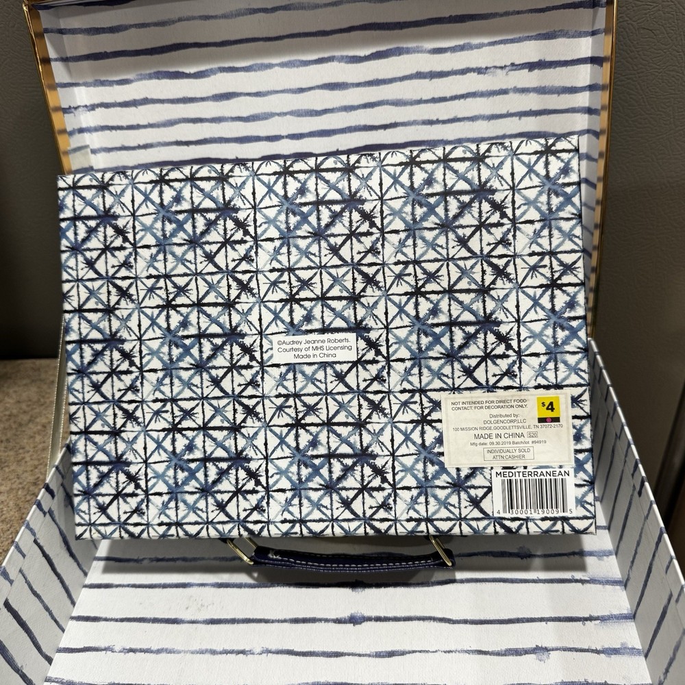 3 Decorative Stacking Paperboard Boxes Small Suitcase-Style Nautical Theme EUC