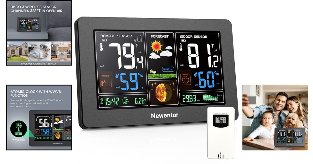 Color Display Wireless Thermometer & Atomic Clock with Forecast Capabilities