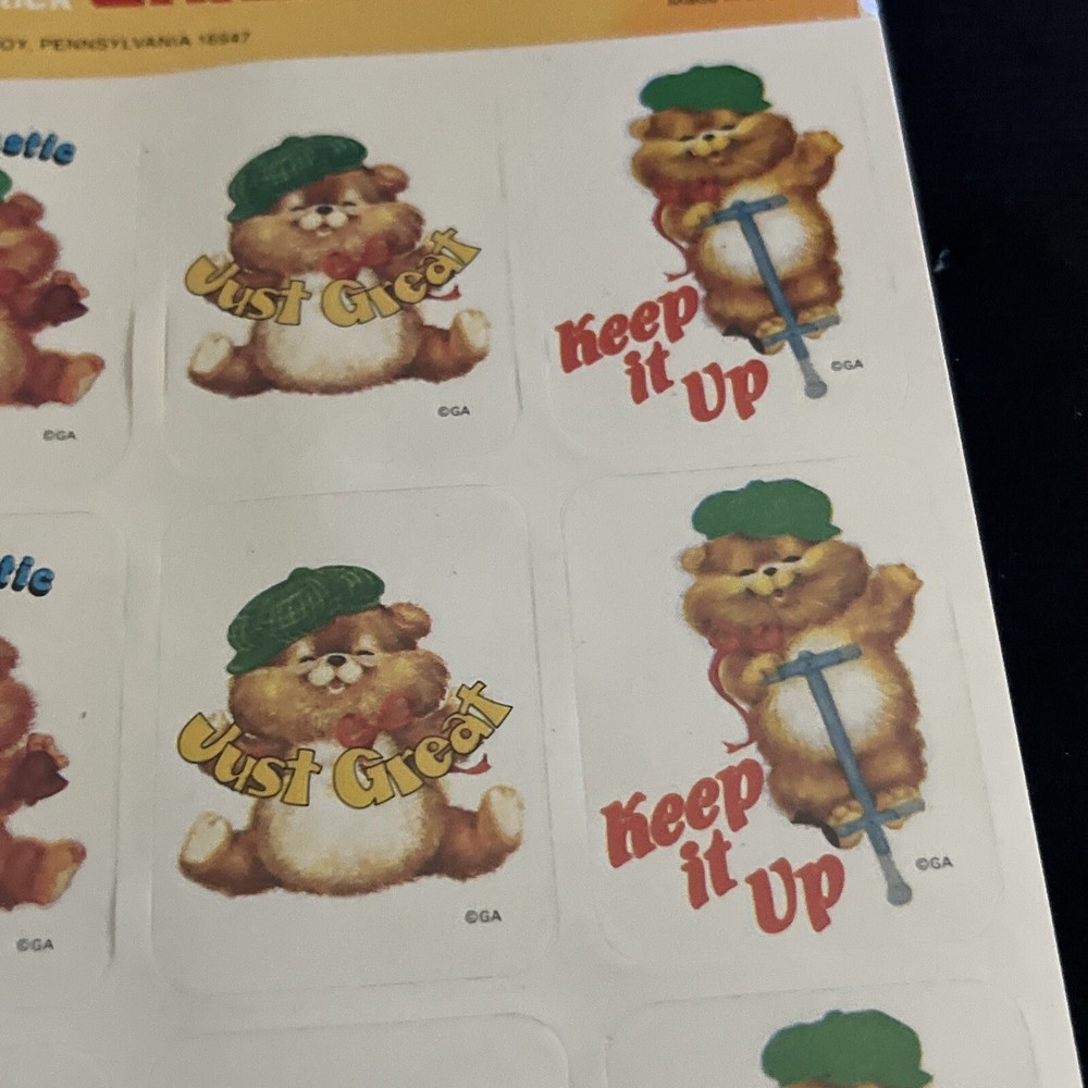 Vintage 80’s Eureka PERSONALITY BEAR Sticker Sheets grading seals) - Rare