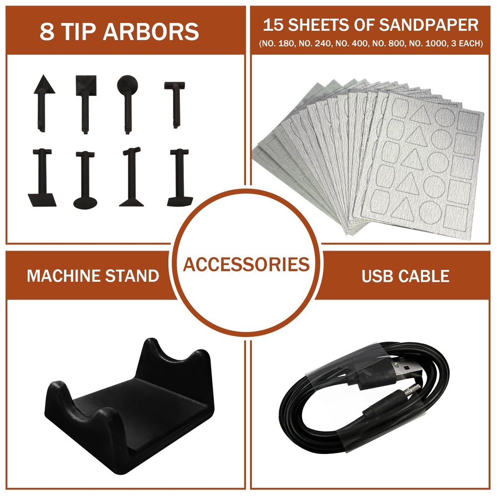 Cordless Pen Sander, Variable Speed and USB Charging with LED Light, Multi-Pu...