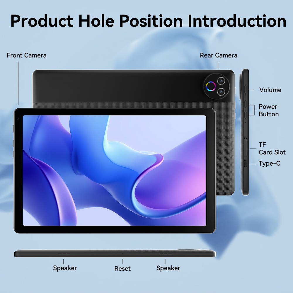 Android15 Tablet 64GB 10.1 in IPS HD Touchscreen Quad Core Processor Dual Camera