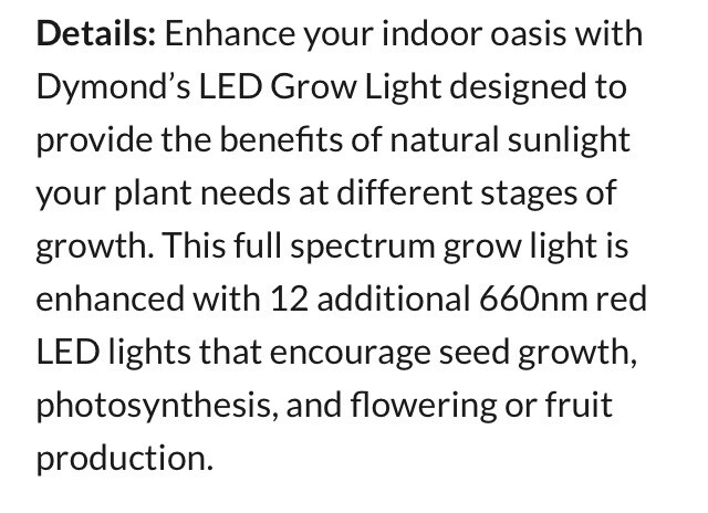 DYMOND boostgro LED Grow Light ~ Full Spectrum ~ Linkable ~ 5000K ~ 2 ft. Black