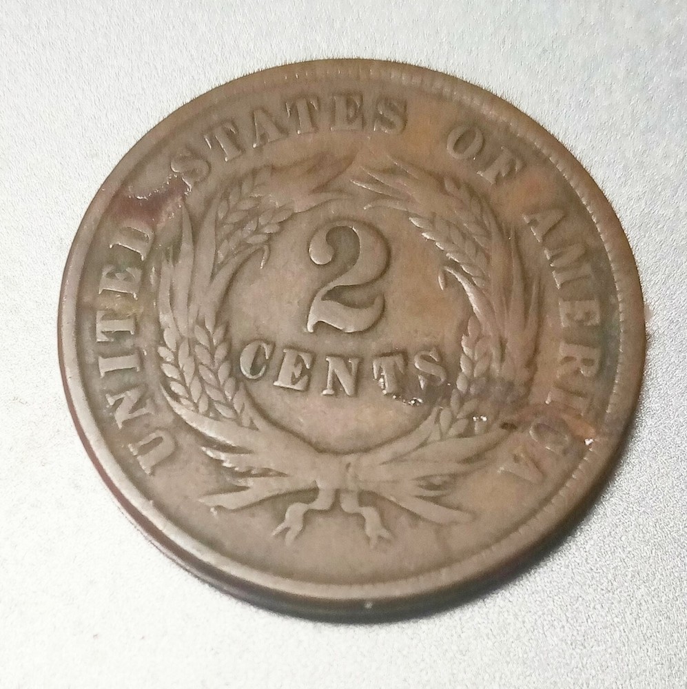1864 2 Cent Piece Civil War Era Copper Coin