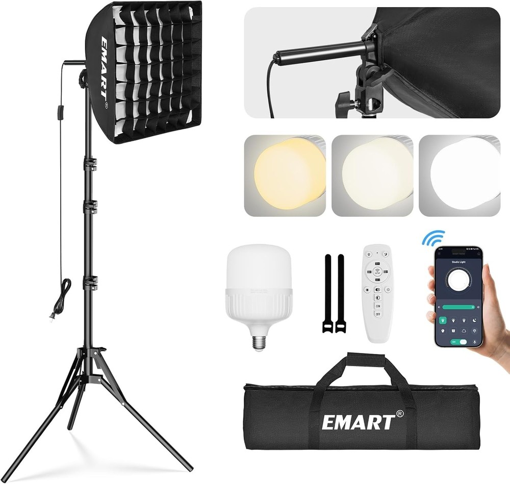 Softbox Photography Lighting Kit, 16"x16" Pull Soft Box with Honeycomb Grid, ...