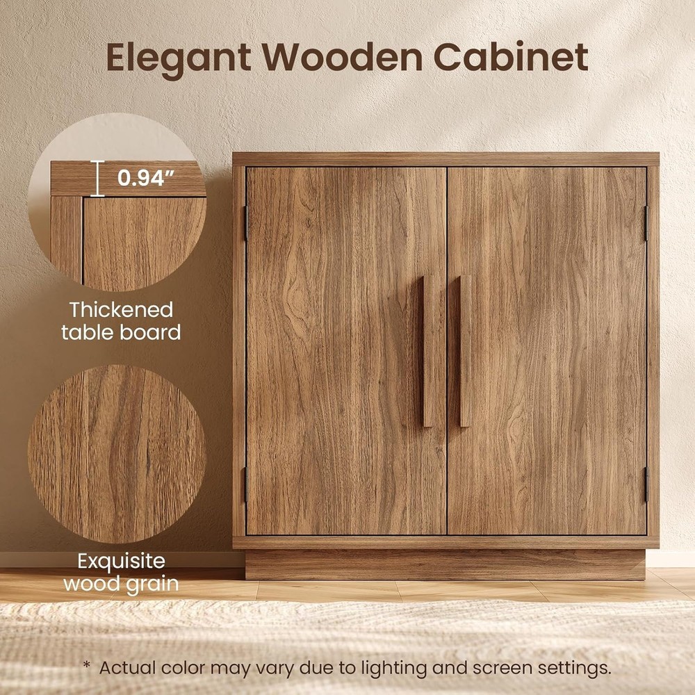 31.5'' Wood Sideboard Cabinet, Small Sideboard Buffet with Adjustable Shelf, Mod