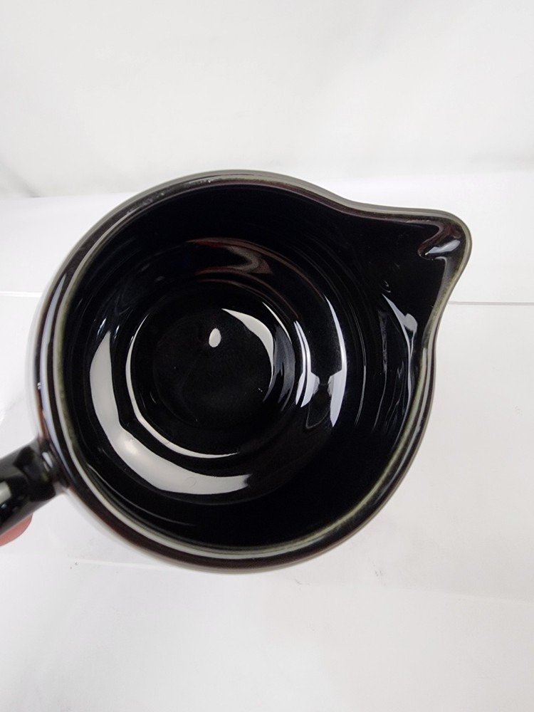 Black Fiesta Glossy Ceramic Creamer Replacement - Solid Pattern Stamped Small F