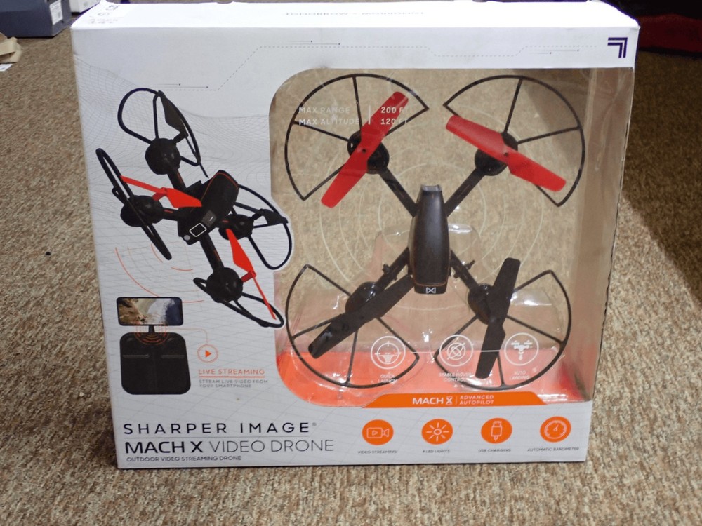 Sharper Image Mach X Video Streaming Quadcopter Drone with Camera