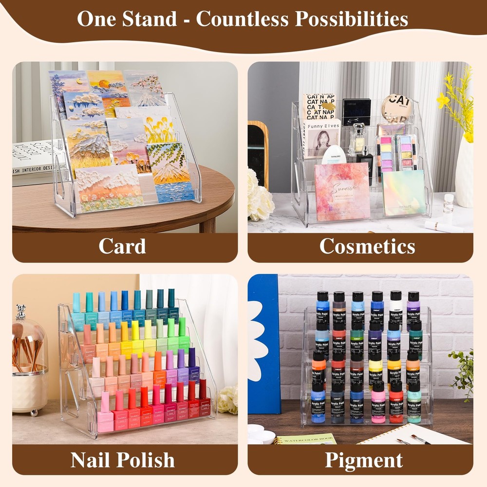 CELSOL 2 Pack Elevated 4 Tier Clear Acrylic Card Display Stand for CLEAR