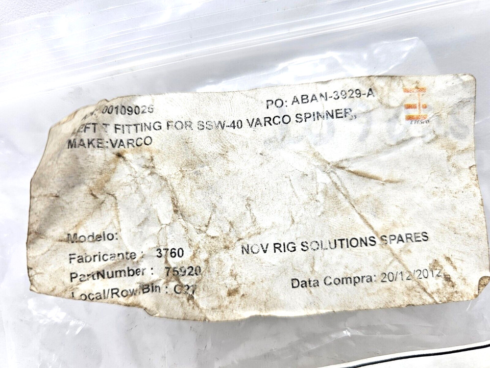 75920 FITTING TEE FOR VARCO SSW40 PIPE SPINNER