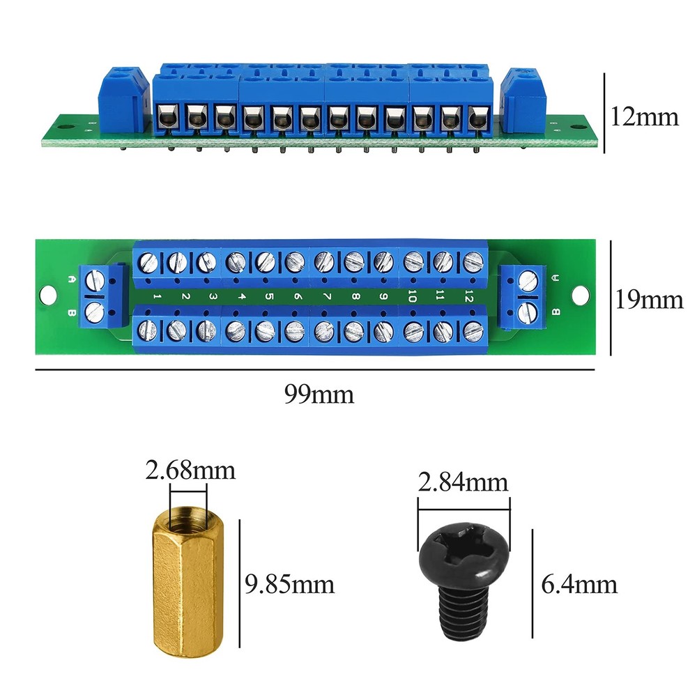 PCB Double-Layer Wiring Power Distribution Board Kit, 2 x 12 Position Power Dist