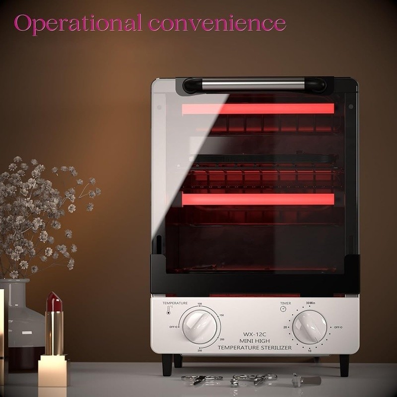 12L High Temperature Sterilizer Adjustable Timer Stainless Steel Tool Cleaner