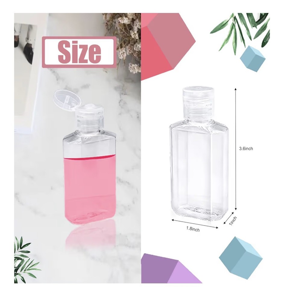 20 Pack 2 Oz Plastic Refillable Bottles with Flip Cap