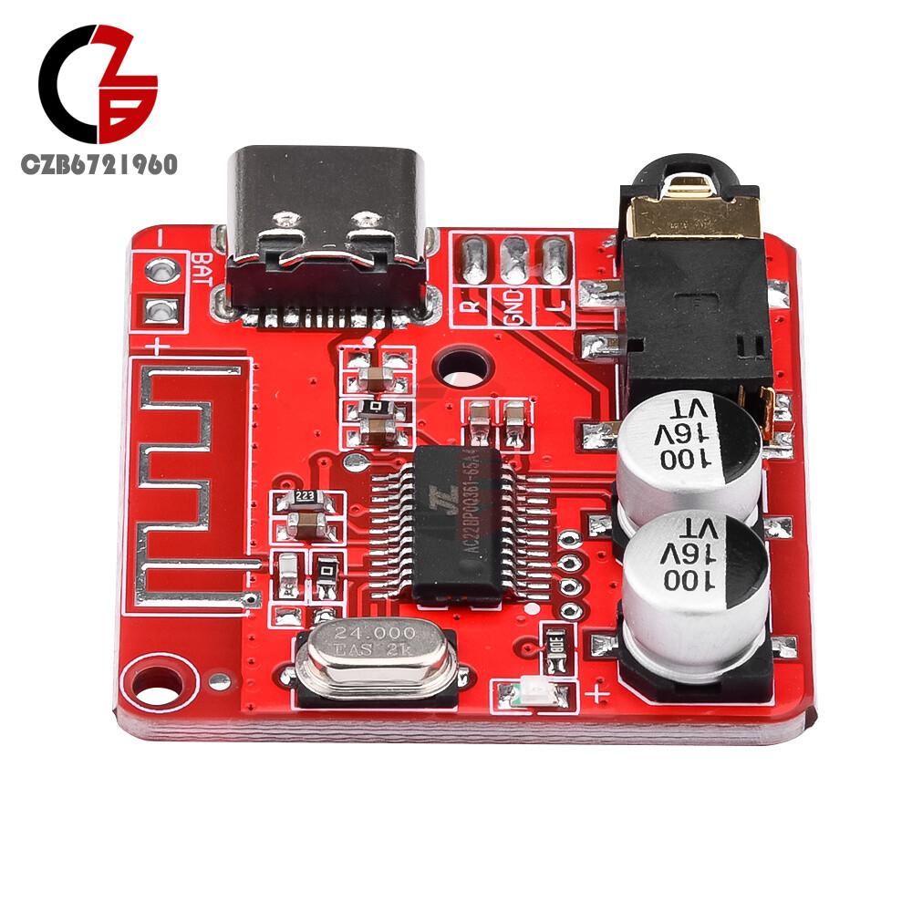 6pcs 3.7-5V Mini Bluetooth5.1 Audio Receiver MP3 Decoder Amplifier Module Type-c